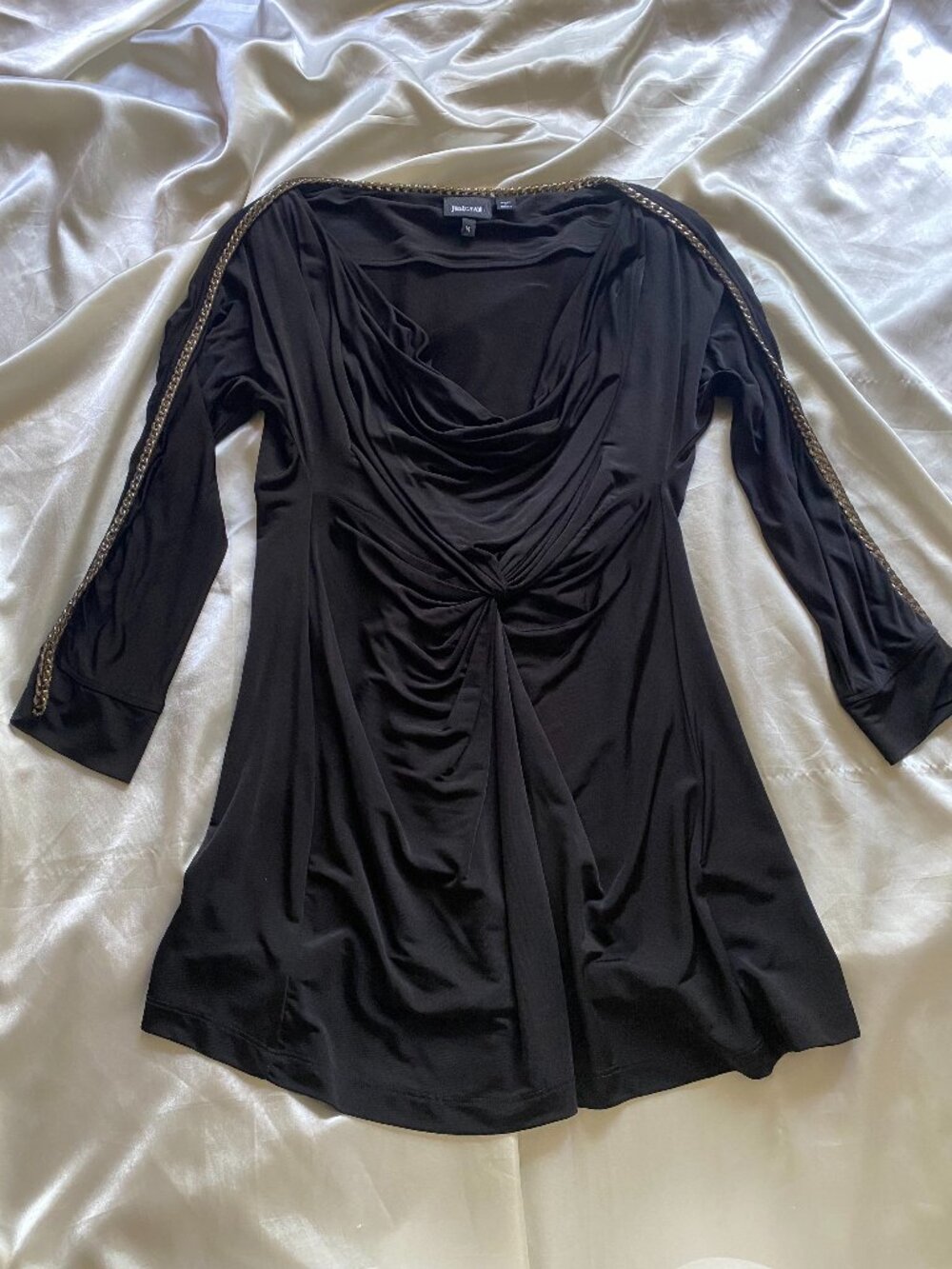 Just Cavalli Black Cowl Neck Chain Detail Top Medium